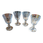 4 thick glass stemmed glasses