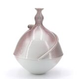Signed spinning top vase in porcelain, 1970s