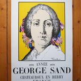 Vintage exhibition poster portrait of writer George Sand 1979