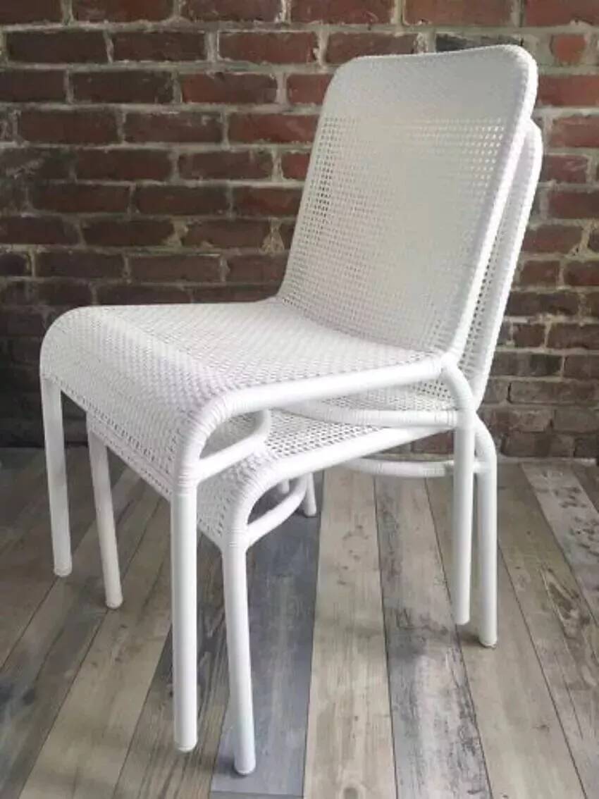 White woven resin garden chair
