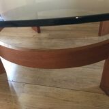 Vintage Danish teak coffee table and smoked glass