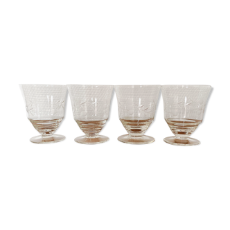 4 engraved wine glasses