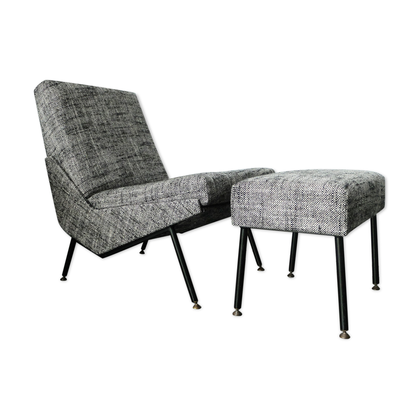 Armchair and ottoman designed by Paul Geoffroy, Airborne, France, 1960