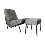 Armchair and ottoman designed by Paul Geoffroy, Airborne, France, 1960