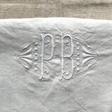 Old hand-embroidered linen sheet
