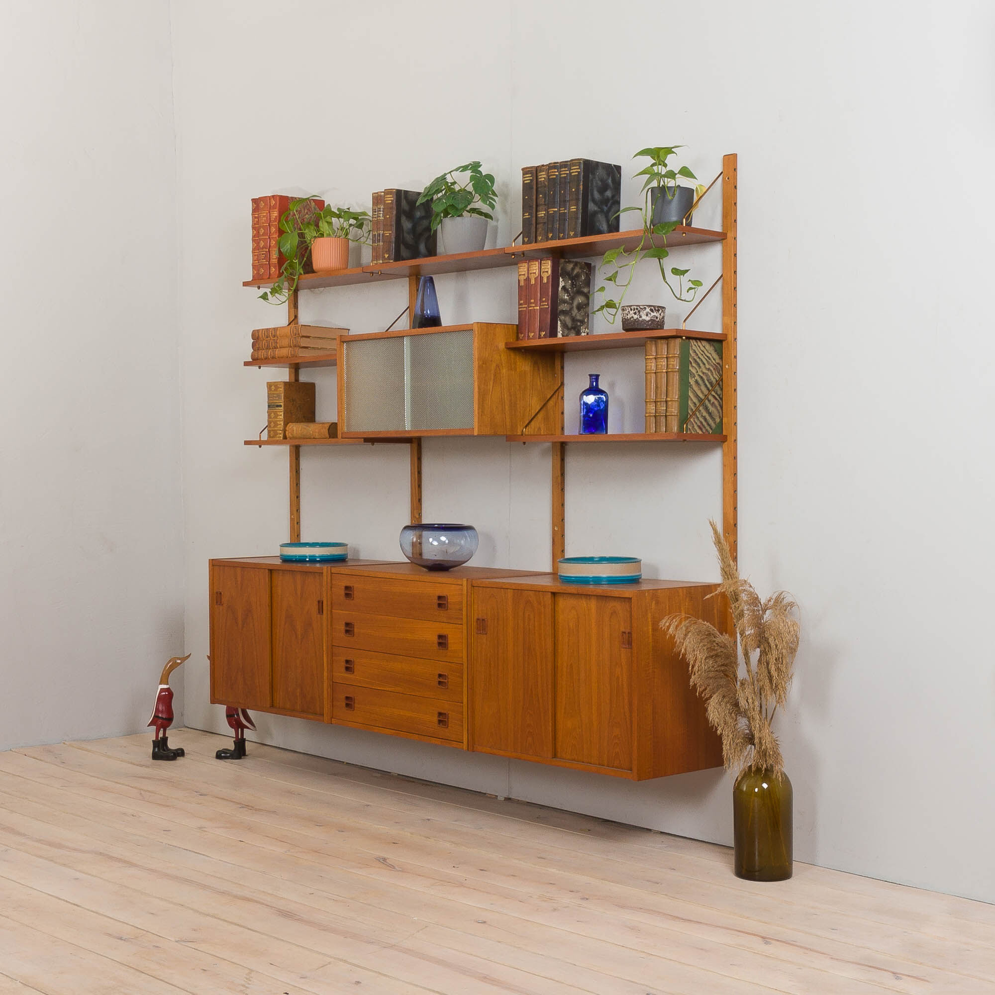 Vintage danish modular teak bookcase 1970s
