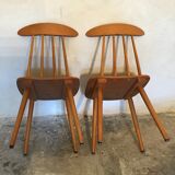 Set of two chairs stamped Hiller 1960's feet compass Scandinavian design