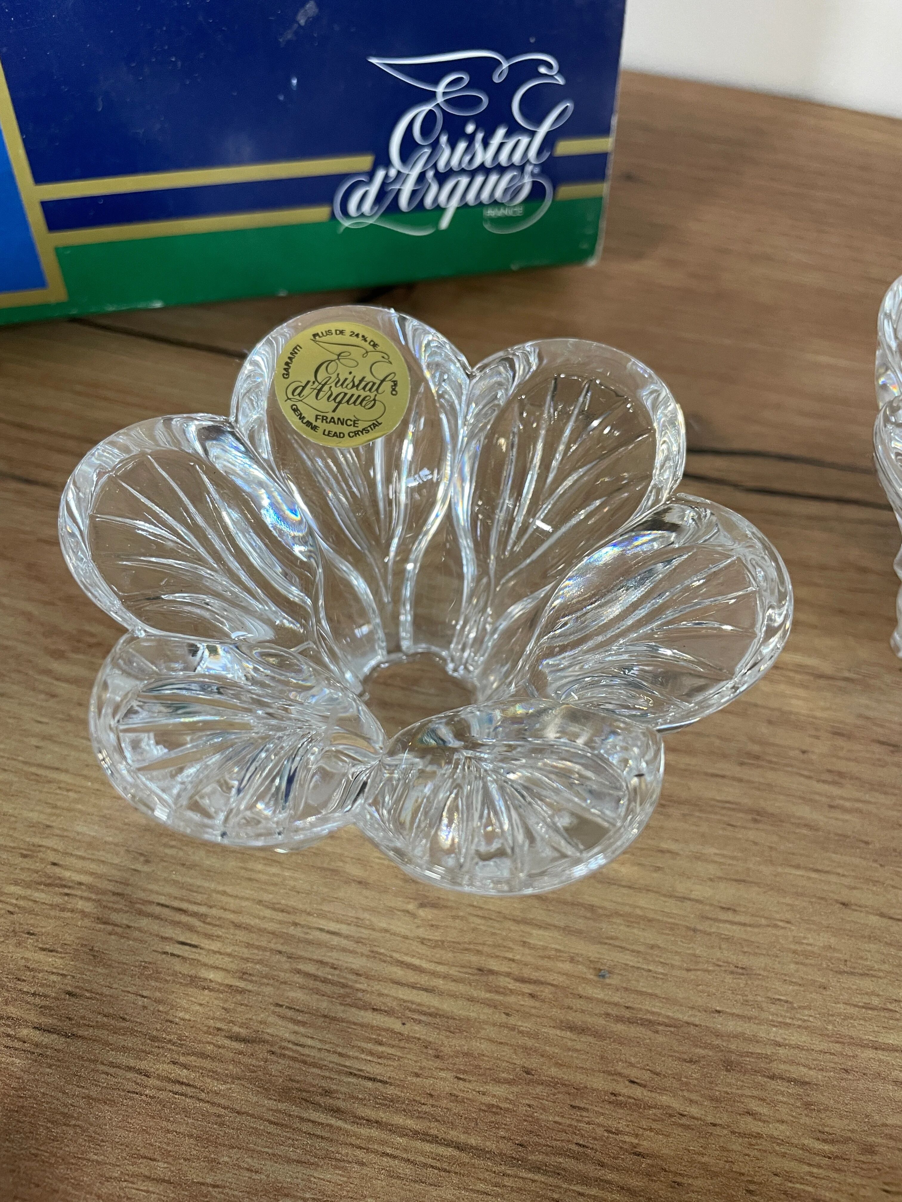 Lot of crystal flower candle holders.