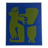 Peinture sur toile originale cubiste "happy blue men" par Bodasca