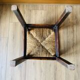 Pair of wood and straw stools