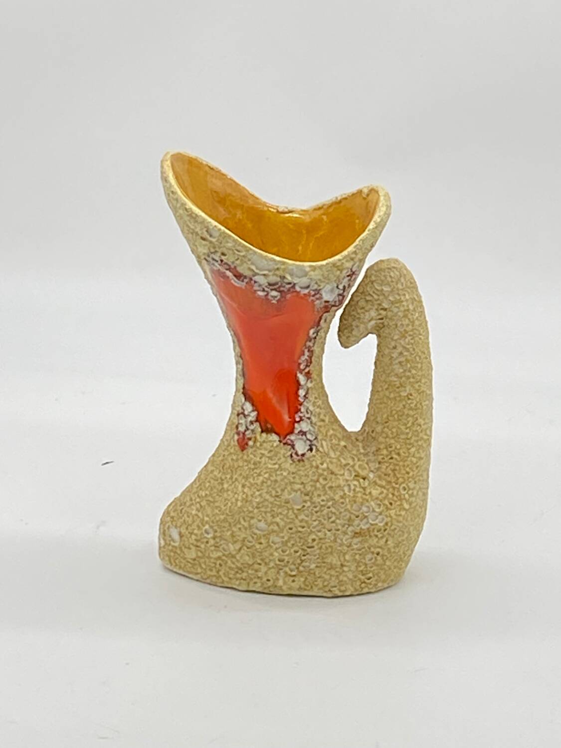 Fat lava vase / pitcher, Vallauris style, seafoam, vintage, 70's