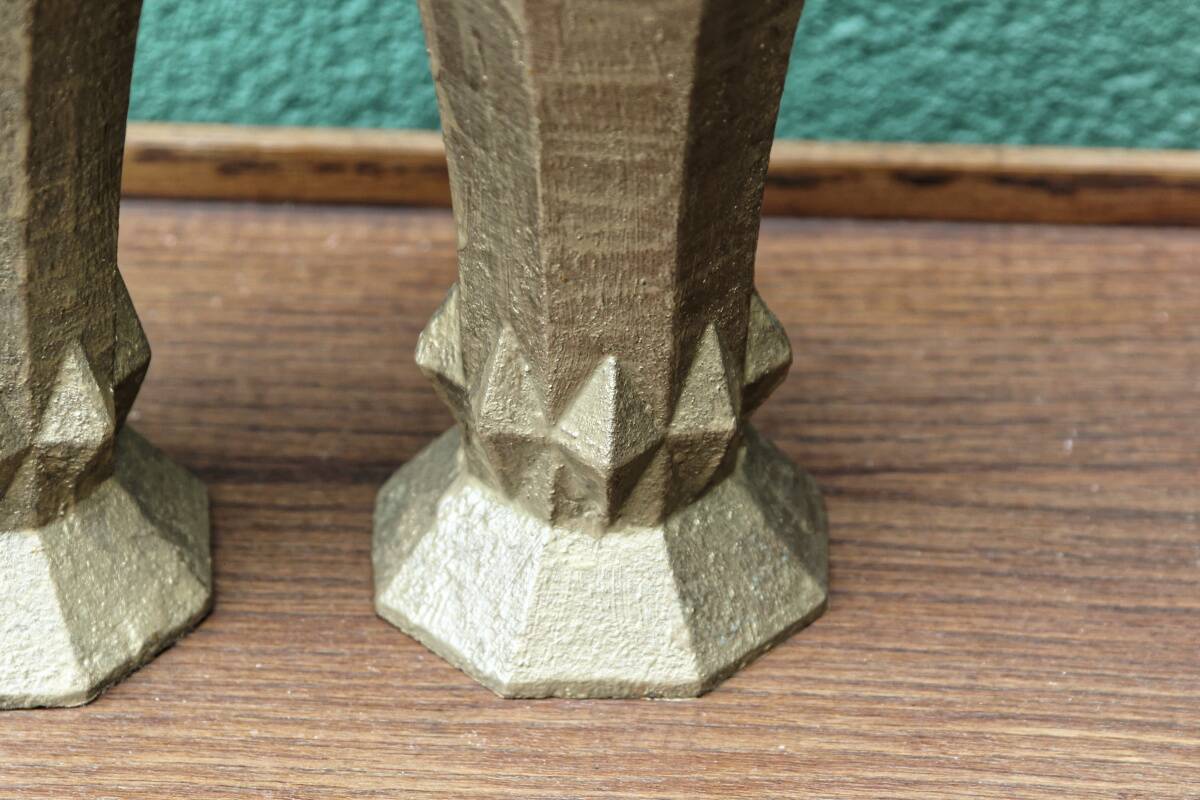 Pair of cast iron cone vases, art deco