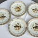 Set 12 plates porcelain gold fine fish fern limousine de Chastagner