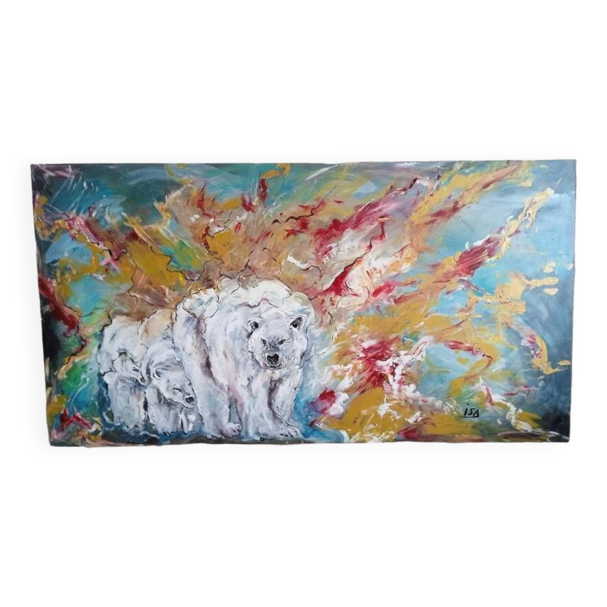 Painting 145cm Acrylic on panel surrealism white bear