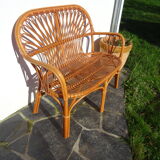 Rattan bench 80s