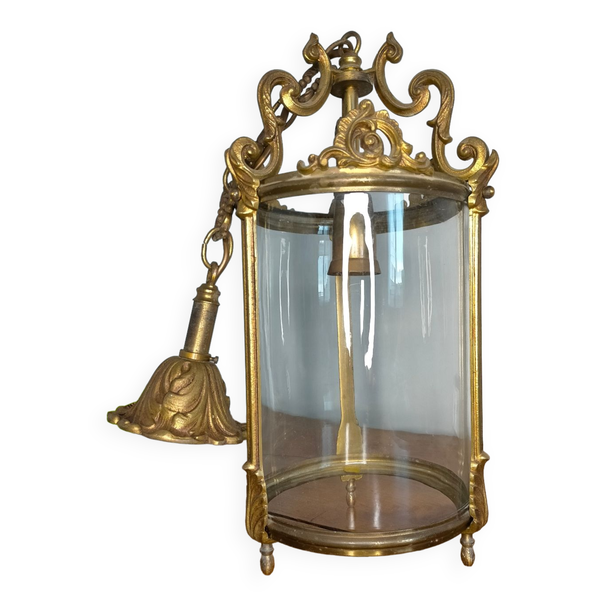 Old lantern glass and metal suspension