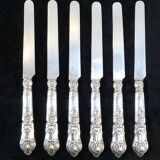 6 dessert knives blade and handle in sterling silver