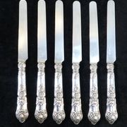 6 couteaux a dessert lame et manche en argent massif