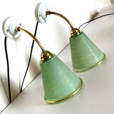 Pair of art deco bistro style wall lamps