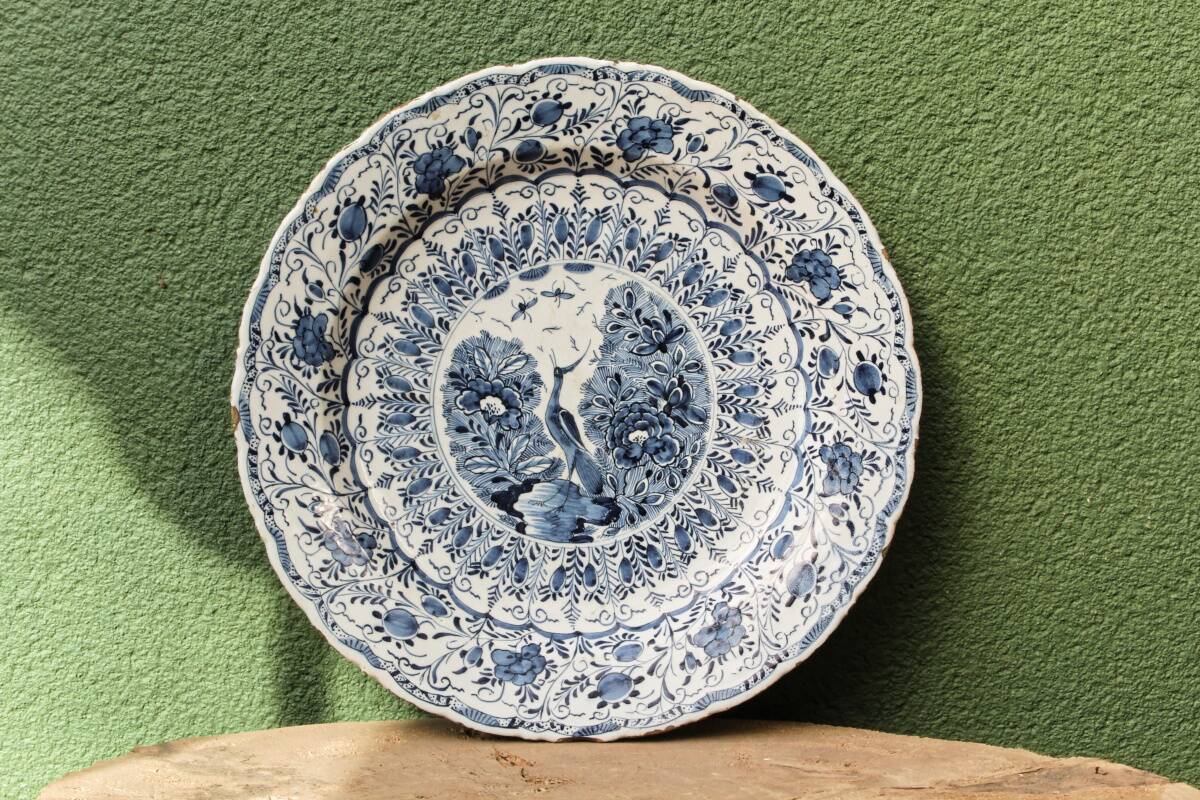 Delft earthenware dish, signed the porcelain label