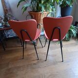 set of 2 red leatherette chairs from the 1960s
