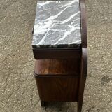 Art Deco bedside table in oak and marble