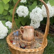 Serviteur / porte bouteilles en rotin naturel