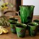 Set of a jug and 5 glazed earthenware cups in Savoyard style.