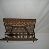 Rattan magazine rack from the 1950s