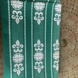 Helena Biarritz tablecloth, made in France, Basque linen, green with white embroidery, Vintage