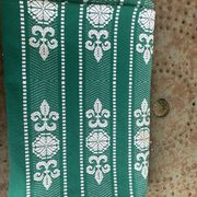 Helena Biarritz tablecloth, made in France, Basque linen, green with white embroidery, Vintage