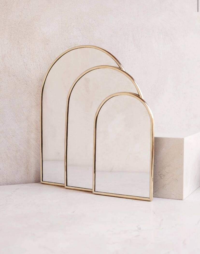 Miroir arche en laiton doré - Miroir marocain fait main, miroir mural arche