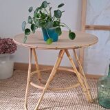 Vintage round bamboo and rattan table