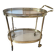 Oval golden brass rolling dessert trolley, Maison Jansen style, 1960s.