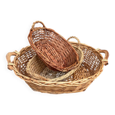 Set of three wicker baskets with handles