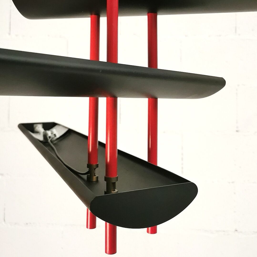 Post-modern chandelier with 3 lights, 1980/90