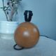 Table lamp foot ball light wood, lampshade ecru paper, 1970's
