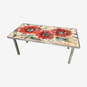 Coffee table "La grange" Vallauris vintage ceramic mosaic