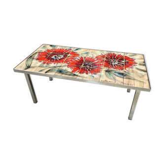 Coffee table "La grange" Vallauris vintage ceramic mosaic