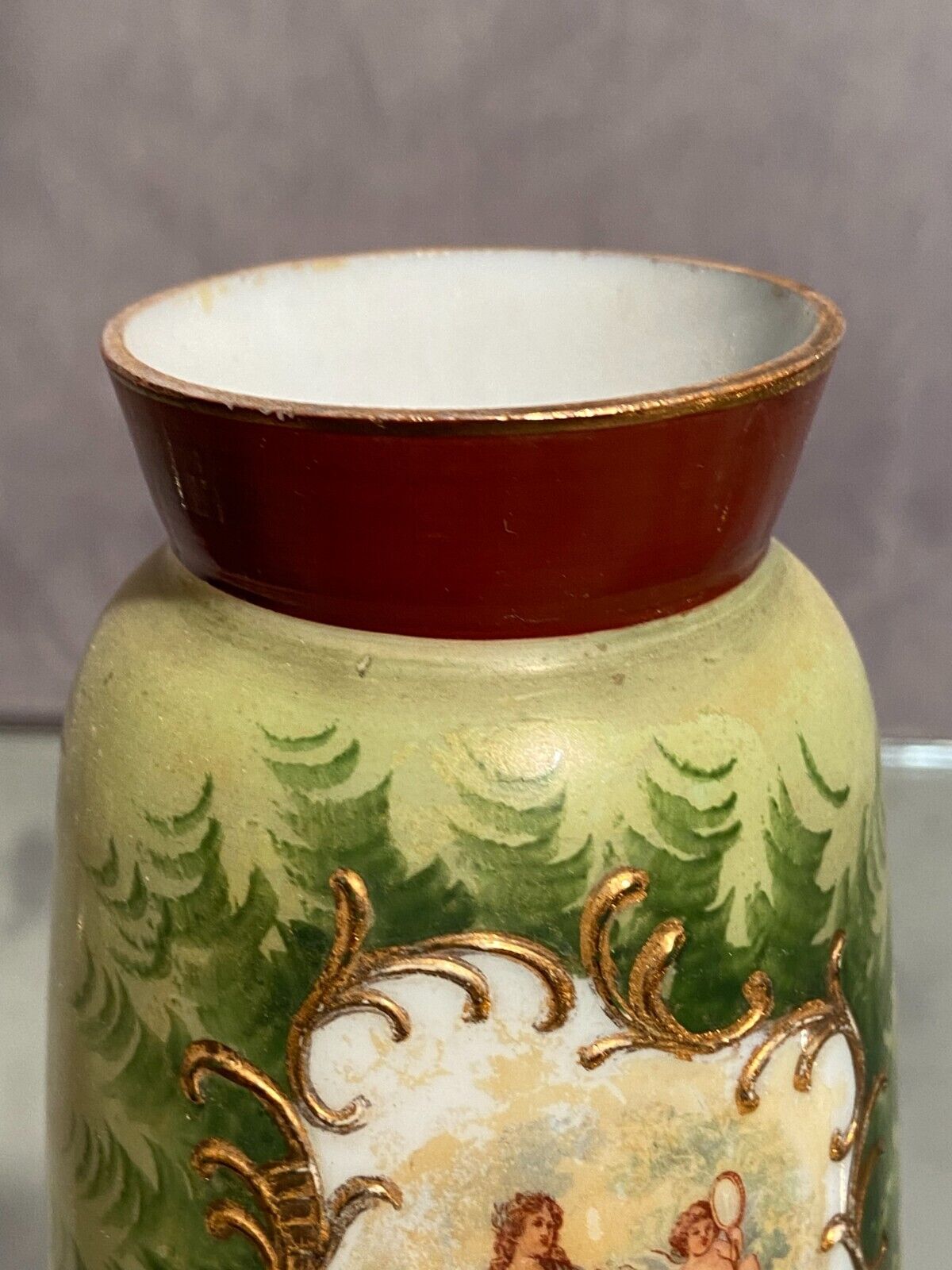 Opaline vase with fine nineteenth gold enamelled cartridge decoration