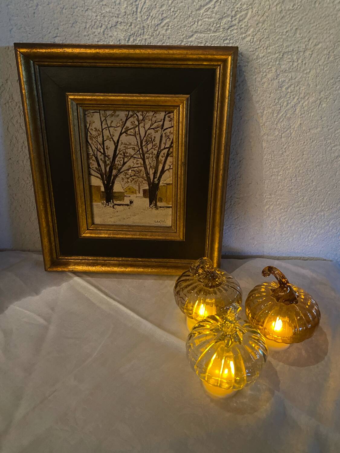 Oil on canvas signed “The two chestnut trees”