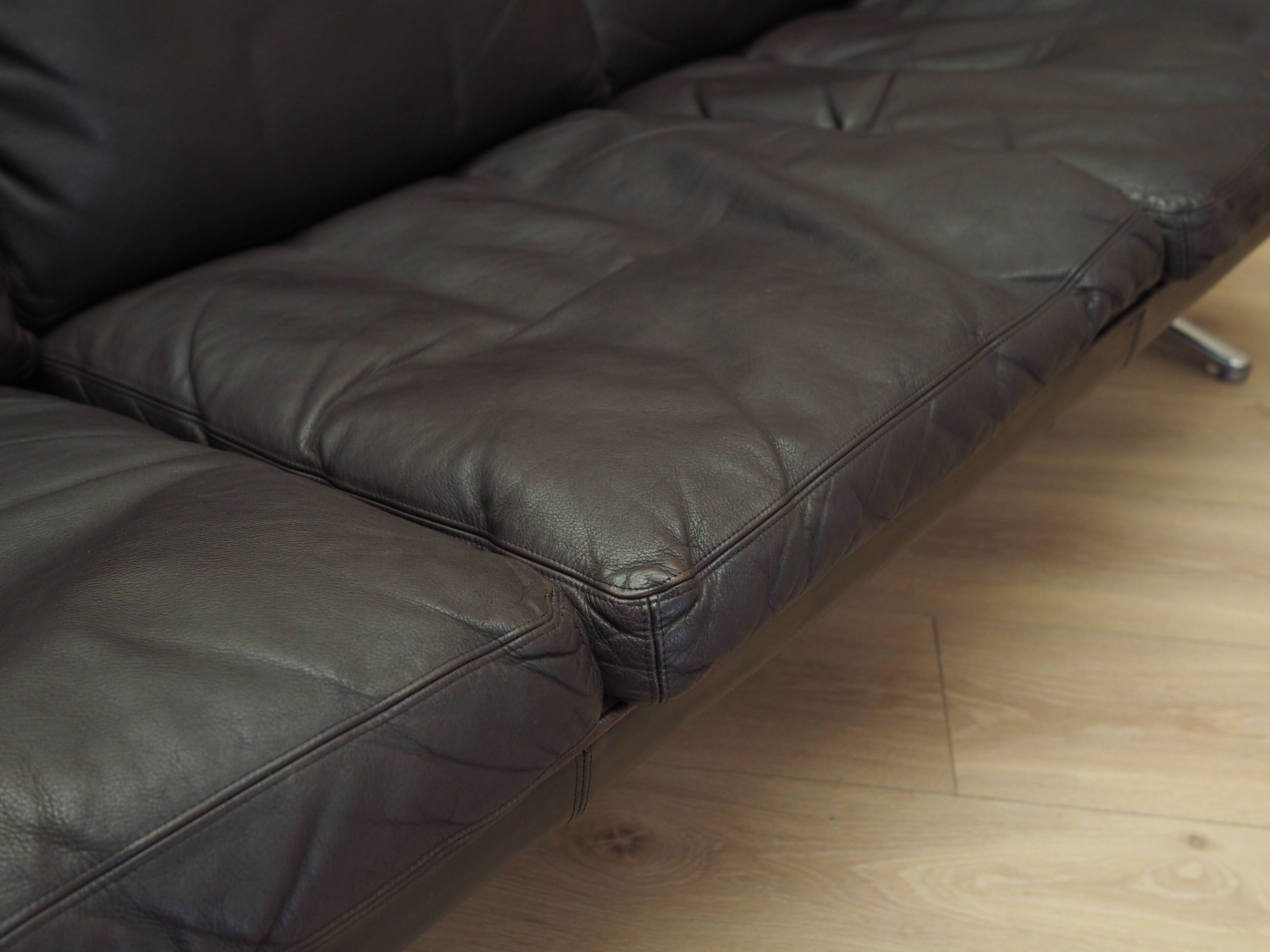 Brown leather sofa, Danish design, 1970s, designer: Werner Langenfeld, manu