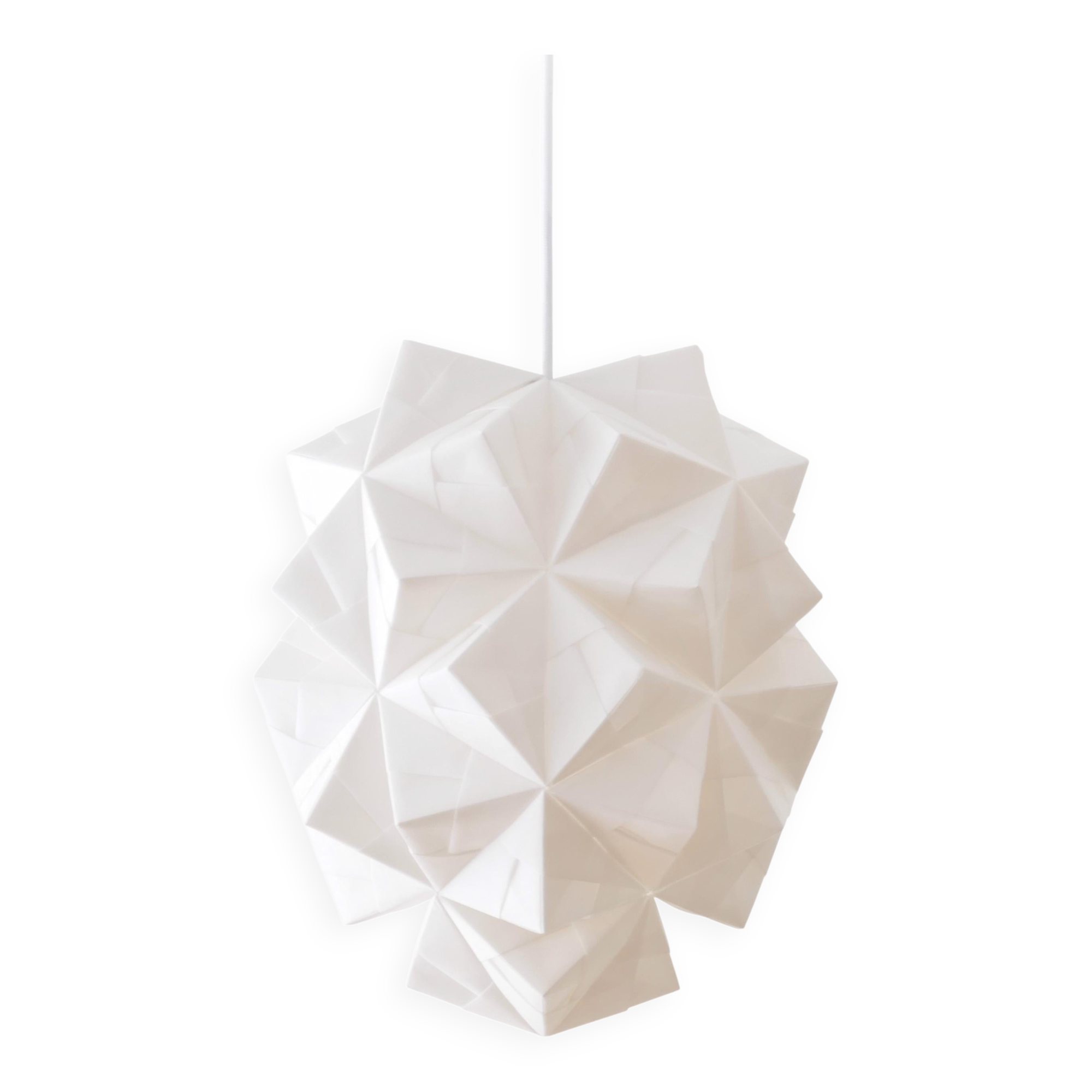 Large Japanese Style Hand-folded White Paper Pendant Light "Amaea", Sonobe Light