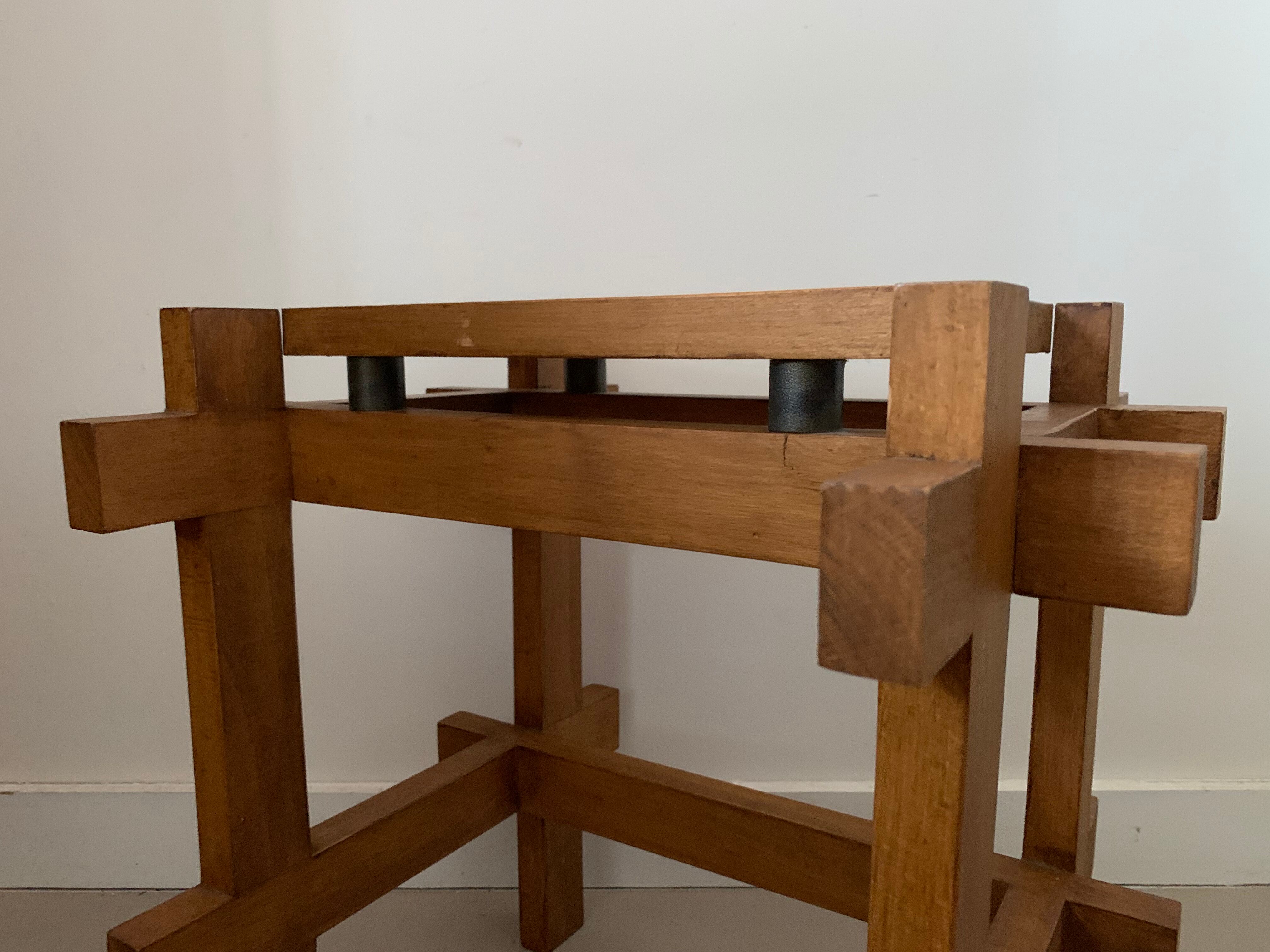 Old brutalist elm stool