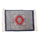Tapis / Nappe en laine nouée à la main en bleu foncé et rouge – 47x46 cm