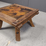 Vintage copper plated brutalist coffee table, 1970s