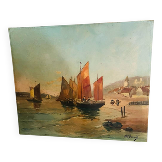 Oil on canvas seaside