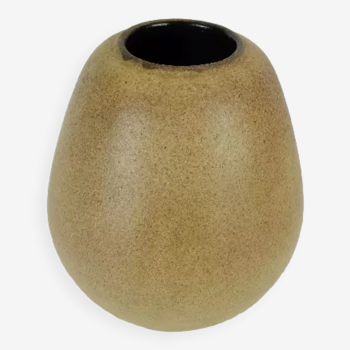 german studio pottery vase Rolf Weber 60s/70s rough glaze yellow brown ochre