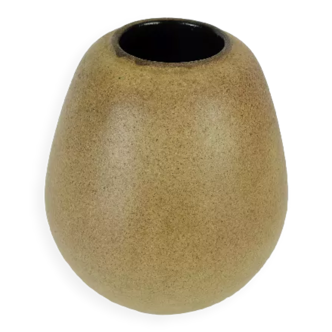 german studio pottery vase Rolf Weber 60s/70s rough glaze yellow brown ochre