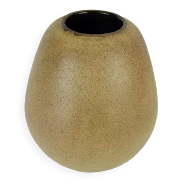german studio pottery vase Rolf Weber 60s/70s rough glaze yellow brown ochre